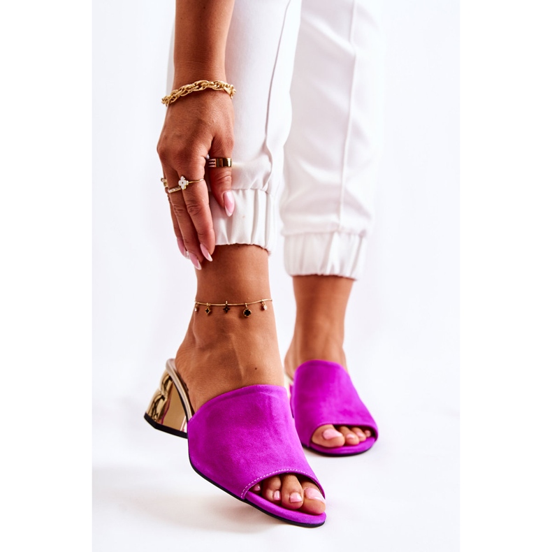 PA2 Pantuflas Mujer Ante Tacón Alto Fucsia Perry rosa 1