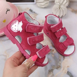 Sandalias ortopédicas de piel fresa fucsia Kornecki Jr KORORT117 rosado 1