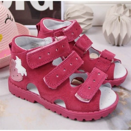Sandalias ortopédicas de piel fresa fucsia Kornecki Jr KORORT117 rosado 2