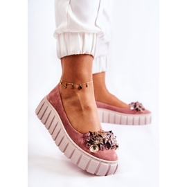 PA2 Bailarinas Ante Plataforma Adorno Ladette Rosa rosado 4