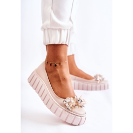 PA2 Bailarinas De Piel Sobre Plataforma Adorno Ladette Beige 6