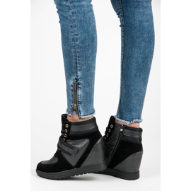 J. Star Zapatos de cuña con cordones negro 3