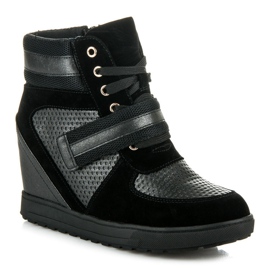 J. Star Zapatos de cuña con cordones negro 5