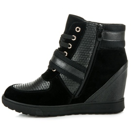 J. Star Zapatos de cuña con cordones negro 6