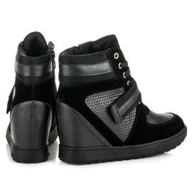 J. Star Zapatos de cuña con cordones negro 7