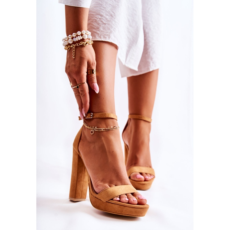 FL1 Sandalias Clásicas Con Tacones Altos Camel Baleira marrón 1