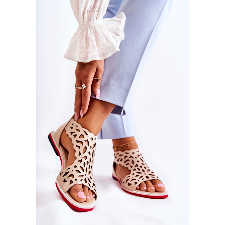 PA2 Sandalias Piel Ligera Calada Beige Alima 2