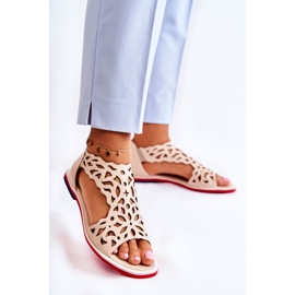PA2 Sandalias Piel Ligera Calada Beige Alima 4