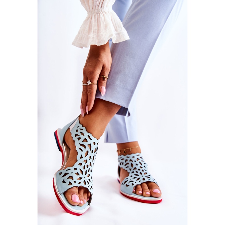 PA2 Sandalias Piel Ligera Calada Azul Claro Alima 2