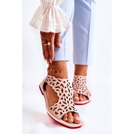 PA2 Sandalias Cuero Caladas Rosa Claro Alima 1