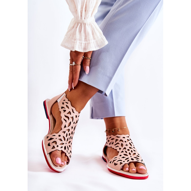 PA2 Sandalias Cuero Caladas Rosa Claro Alima 2