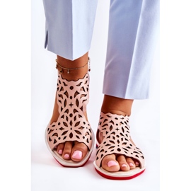 PA2 Sandalias Cuero Caladas Rosa Claro Alima rosado 5