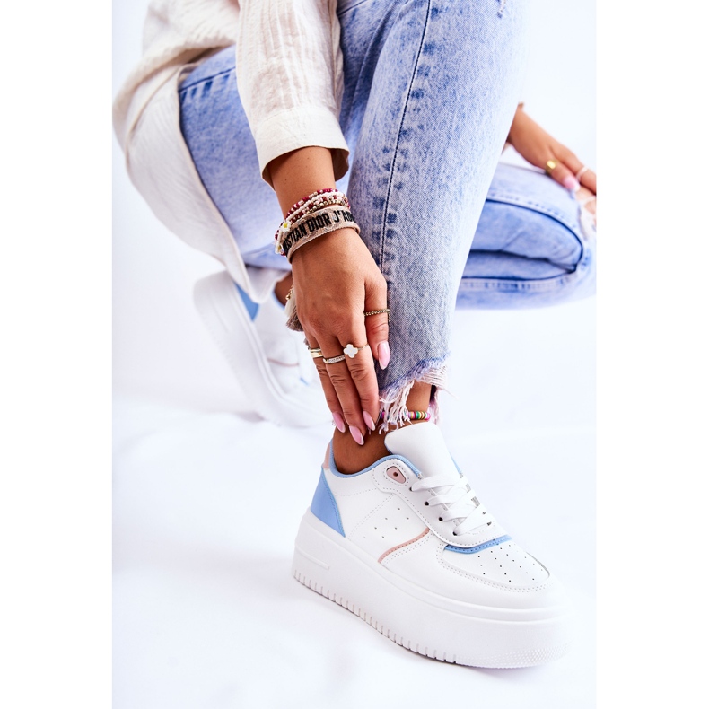 PS1 Deportivas Mujer Atadas Deportivas Blancas y Azules Manila blanco 2