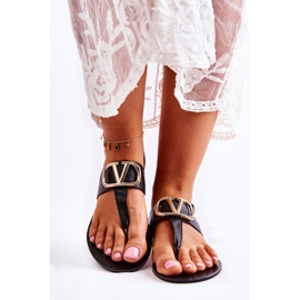 PS1 Sandalias De Mujer Chanclas Con Adorno Calia Negro 3