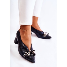 Zapatos De Salón De Piel Con Adorno Laura Messi 2487 Negro 3
