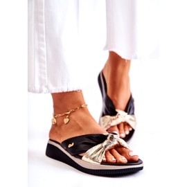 PE1 Pantuflas Mujer Piel Cómodas Neyla Negra y Dorada negro dorado 1