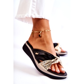PE1 Pantuflas Mujer Piel Cómodas Neyla Negra y Dorada negro dorado 3