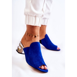 Pantuflas Mujer Ante Tacón Azul Marino Marino 1