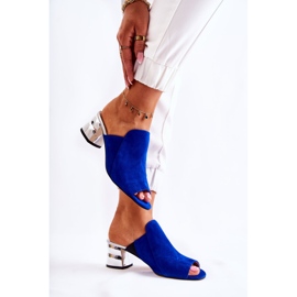 Pantuflas Mujer Ante Tacón Azul Marino Marino 2