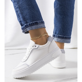 Deportivas blancas de mujer Dounya blanco plata 2