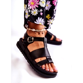 Sandalias De Cuero En La Plataforma Tessy Negra negro 3