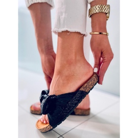 Zapatillas casa de corcho con lazo Amur Negro 2