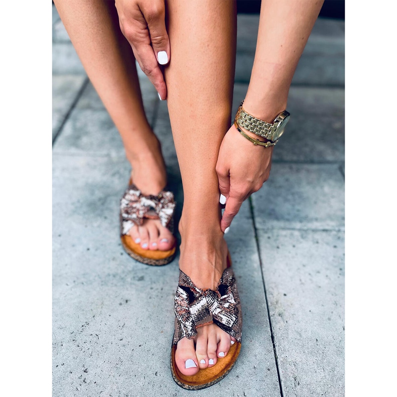 Babuchas de corcho con lazo Amur Champagne rosa 1