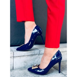 Zapatos de salón lacados Margaret Blue azul marino 3