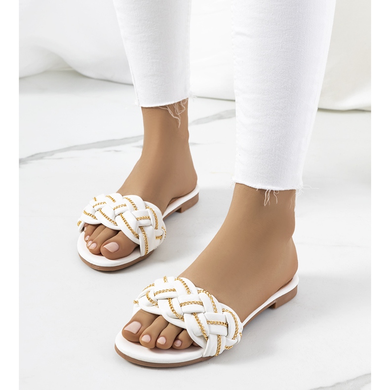 BM Babuchas Correa elegantes blancas blanco 1