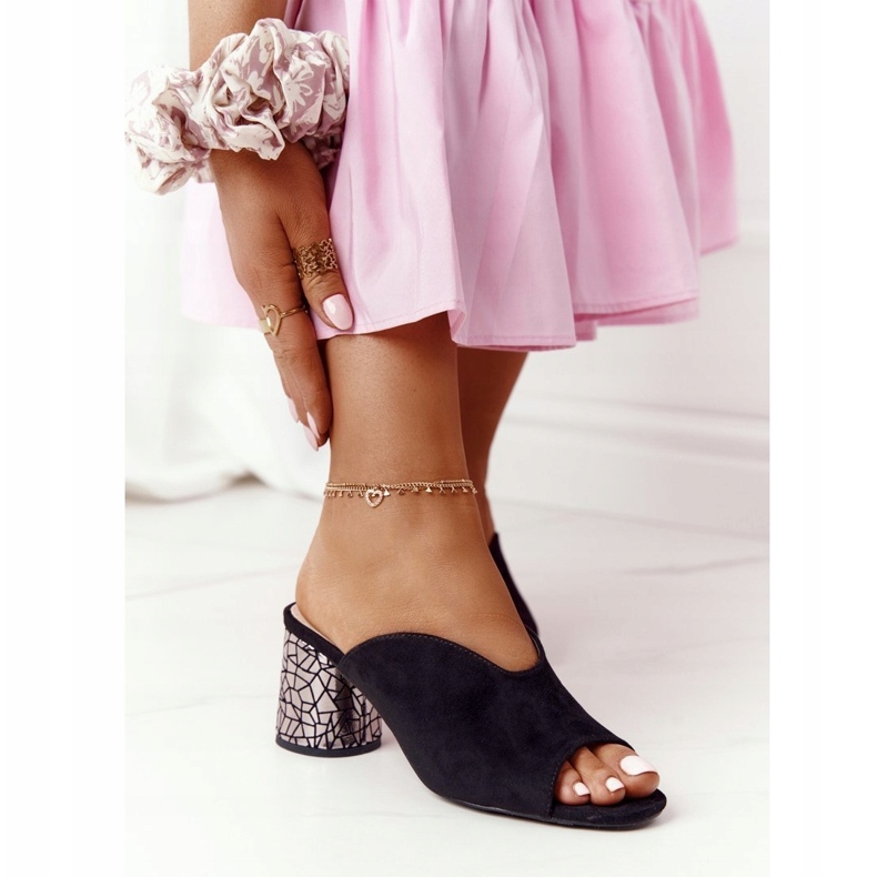 Sandalias de ante en tacón alto S.Barski C420-15 Negro 3