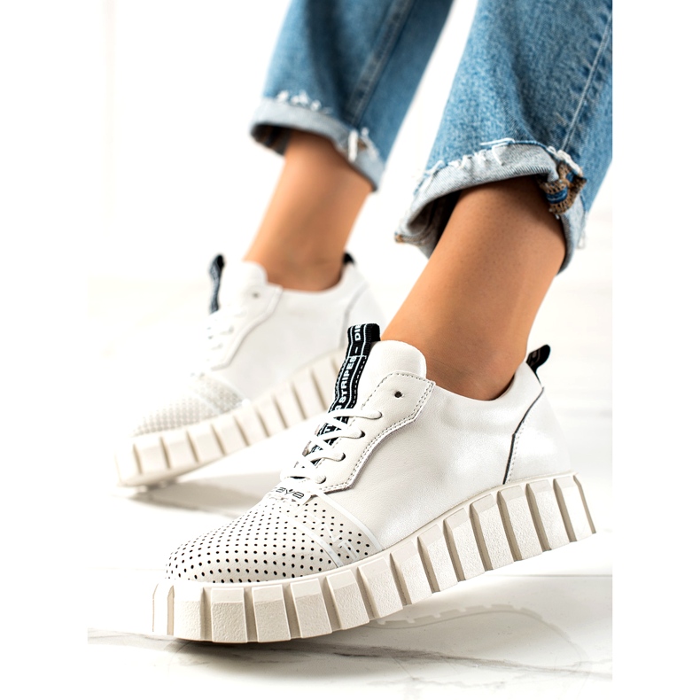 ARTIKER Zapatos de cuero de moda blanca blanco 1