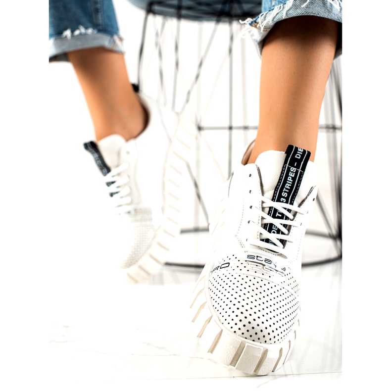 ARTIKER Zapatos de cuero de moda blanca blanco 2