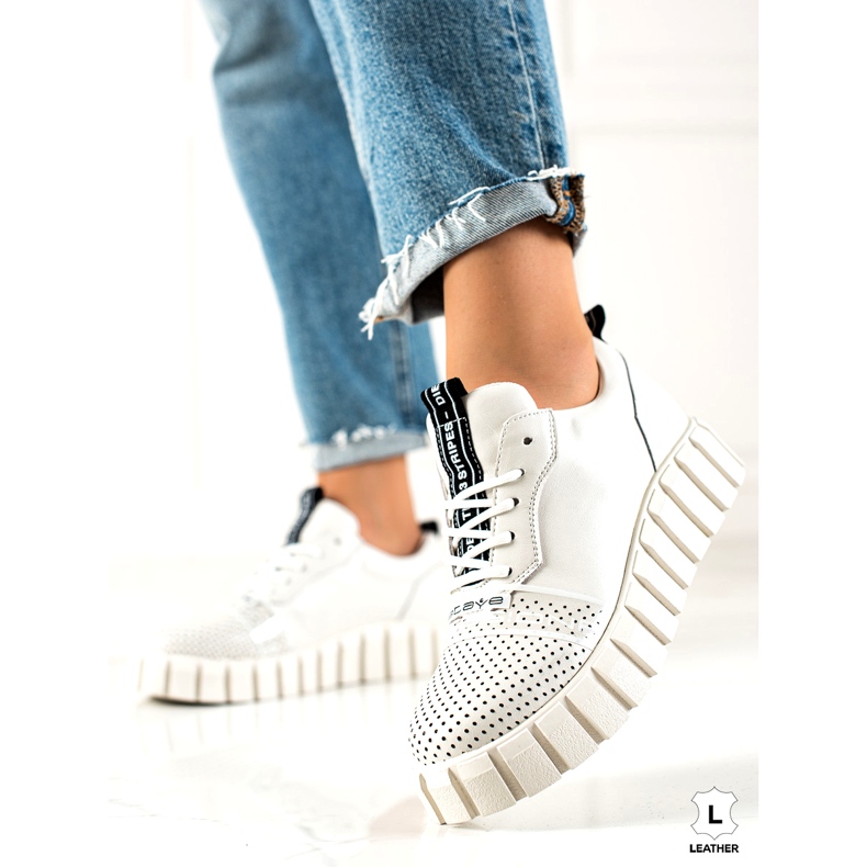 ARTIKER Zapatos de cuero de moda blanca blanco 3