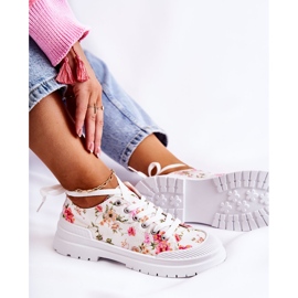 PS1 Zapatillas bajas atadas con flores blancas de Amissa blanco 5