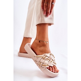 PS1 Babuchas De Mujer De Piel Con Cadena Beige Soline 3