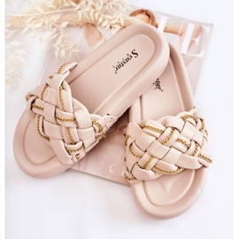 PS1 Babuchas De Mujer De Piel Con Cadena Beige Soline 6