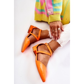 WS1 Bombas De Cuero En Tacones Bajos Naranja Giovanna 5