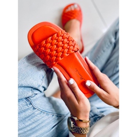 BM Babuchas de suela alta con rayas trenzadas Elida Naranja 4