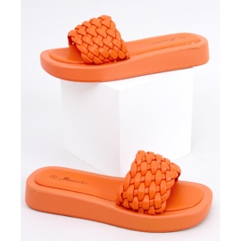 BM Babuchas de suela alta con rayas trenzadas Elida Naranja 1