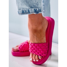 Sandalias de tacón con rayas trenzadas Elida Fushia rosado 3