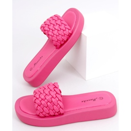 Sandalias de tacón con rayas trenzadas Elida Fushia rosado 1