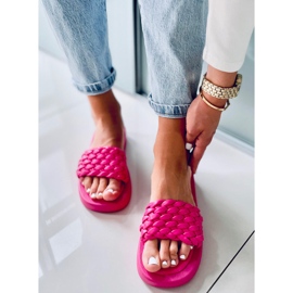 Sandalias de tacón con rayas trenzadas Elida Fushia rosado 2
