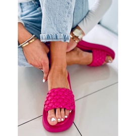 Sandalias de tacón con rayas trenzadas Elida Fushia rosado 4