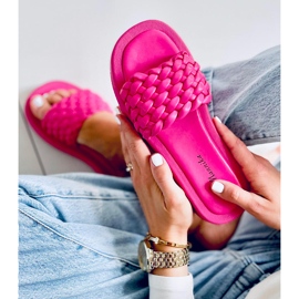 Sandalias de tacón con rayas trenzadas Elida Fushia rosado 5