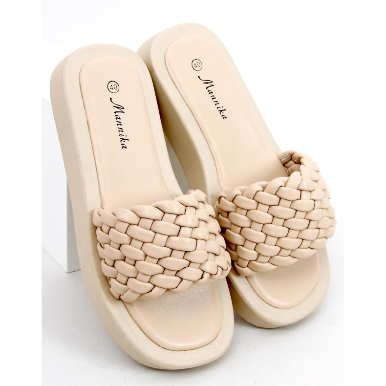 Zapatillas casa suela alta rayas trenzadas Elida Beige 1 Zapatillas casa suela alta rayas trenzadas Elida Beige 1