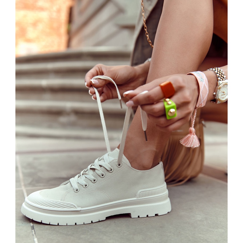 PS1 Deportivas Mujer de Tela Beige Claro Parossa 1