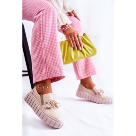 PA2 Zapatillas Slip-On De Mujer De Piel Con Adorno Mirana Beige 5
