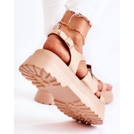 PS1 Sandalias De Mujer En Piel Con Plataforma Corene Beige Oscuro 6