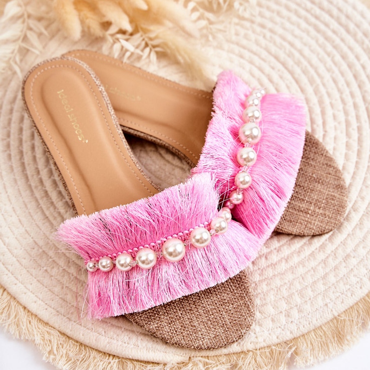 PG2 Pantuflas De Mujer Con Tira Decorativa Ramisa Rosa beige 2