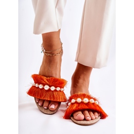 PG2 Pantuflas De Mujer Con Cinturón Ramisa Naranja Decorativo 2